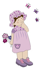 Niña feliz y mariposas