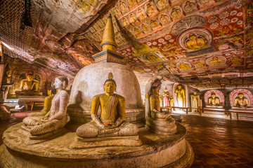 Buddha statues in Dambulla Cave Temple, Srilanka