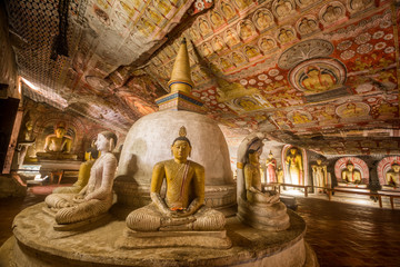 Buddha statues in Dambulla Cave Temple, Srilanka