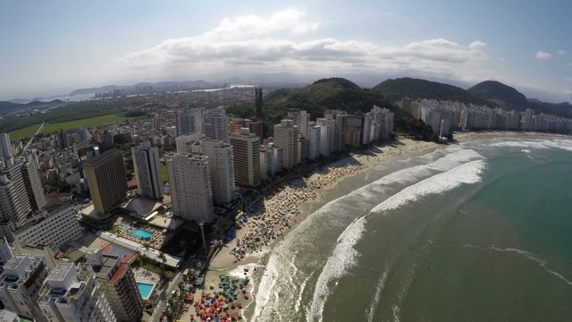 Aerial view of a famous Beach on a Summer Day in Brazil