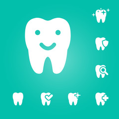 Vector illustration of dental icons set in flat style