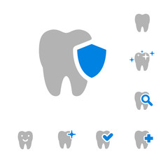 Vector illustration of dental icons set in flat style