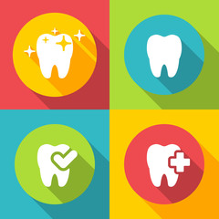 Vector illustration of dental icons set in flat style