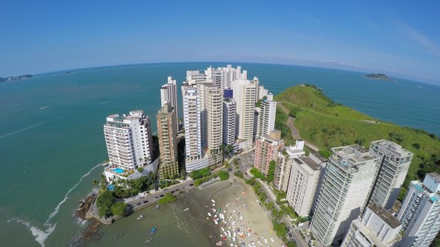Aerial view of a famous Beach on a Summer Day in Brazil