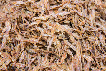 Dried fish for sale at market,Thailand