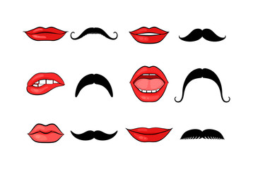 Lady lips and gentleman mustaches
