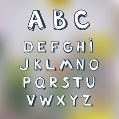 Vector brush line alphabet. Hand drawn alphabet