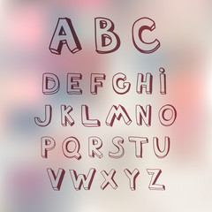Vector brush line alphabet. Hand drawn alphabet