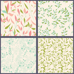 Set of floral seamles patterns.