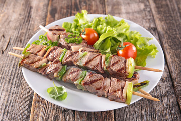 grilled meat and salad