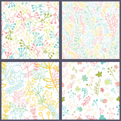 Set of floral seamles patterns.
