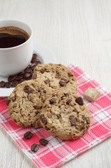 Cookies with chocolate and coffee