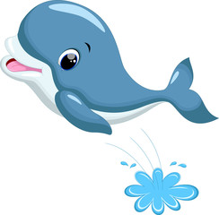Obraz premium Ładny delfin kreskówka skoki