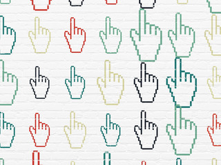 Marketing concept: Mouse Cursor icons on wall background