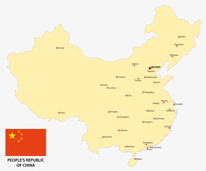 china map with flag