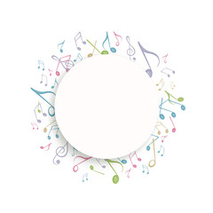 Vector Illustration of an Abstract Background with Music Notes