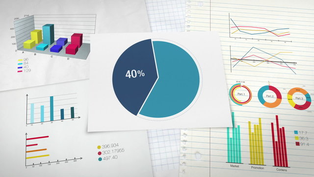 Circle diagram, Pie chart indicated 40 percent, 
