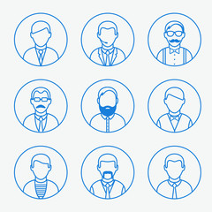 Man outline silhouettes. People line icons.