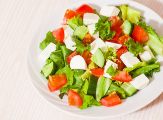fresh vegetables salad with cheese