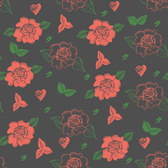 Vector seamless pattern. Roses.