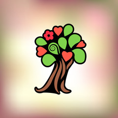 Vector illustration. Flowering tree. Logo.
