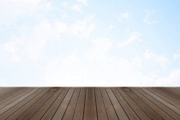 Wood and Grass patch on the sky background.