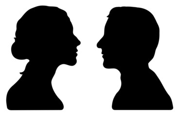 Têtes couple silhouettes illustration vecteurs © P666