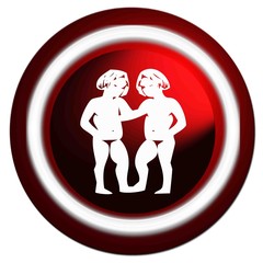 Zodiaque gémeaux rond rouge