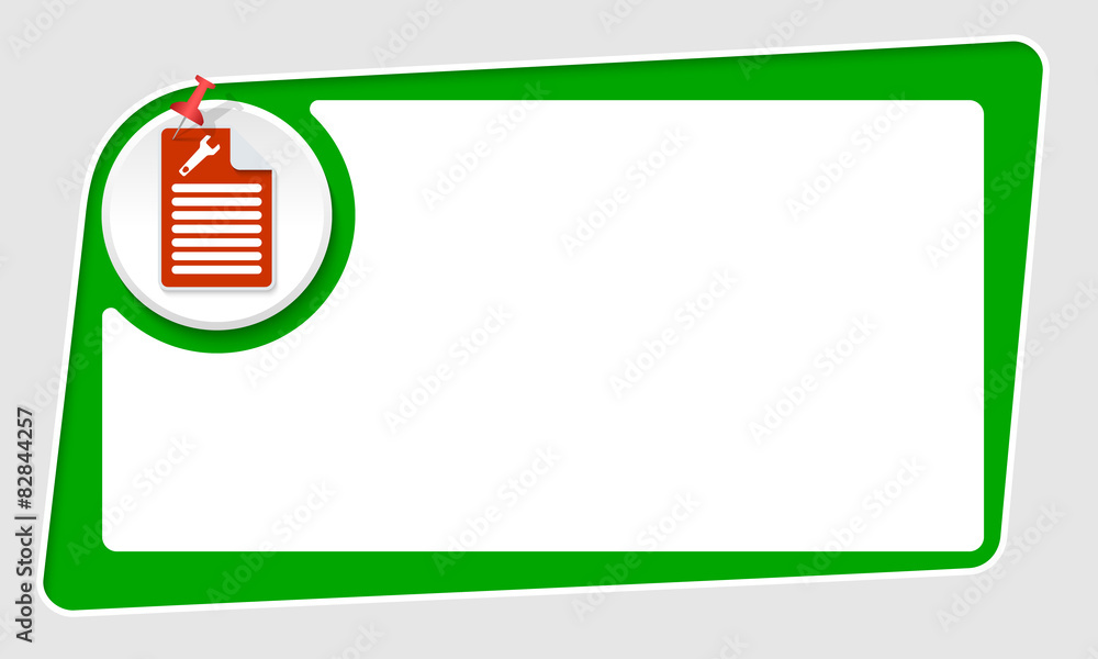 Poster vector abstract green box and pushpin and spanner