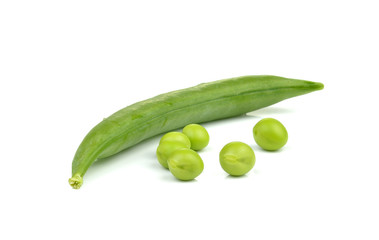 Fresh peas on white background
