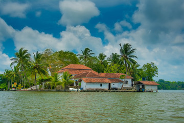 Temple on an island in Maadu river, Sri Lanka
