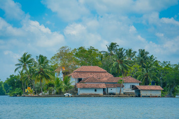 Temple on an island in Maadu river, Sri Lanka
