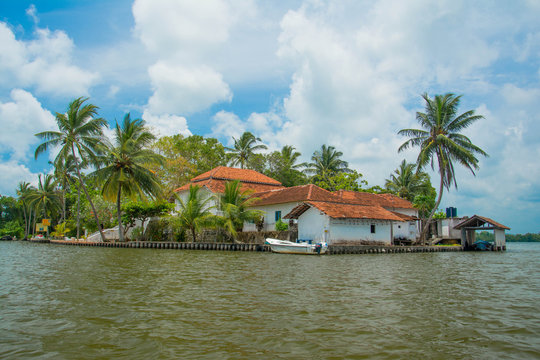Temple on an island in Maadu river, Sri Lanka