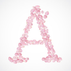 Vector alphabet from pink petals of rose