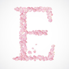 Vector alphabet from pink petals of rose