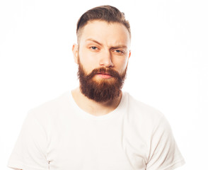 Obraz premium Stylish bearded man in white shirt. 