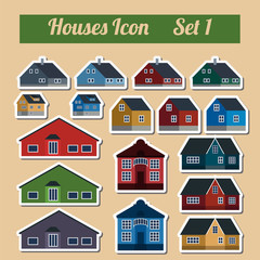 Houses icon setr. Elements for creating your perfect city. Colou