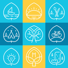 Outdoor Activities Linear Icons, Signs, Labels or Badges 