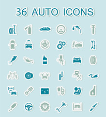 Set of car service icons. Stickers style.
