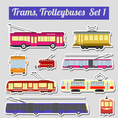 Set of elements trams and trolleybuses for creating your own inf