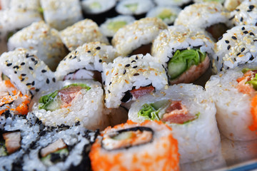 Delicious sushi rolls
