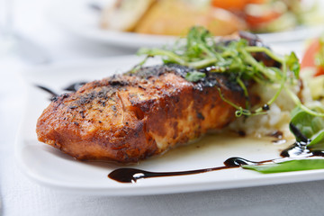 roasted fish and  rice