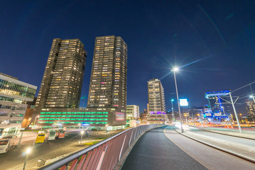 Fototapeta na wymiar Rotterdam night skyline, Netherlands