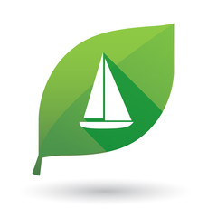 Green leaf icon with a ship