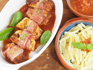 chicken fillet with ham