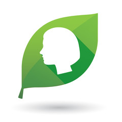 Green leaf icon with a female head