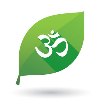 Green leaf icon with an om sign