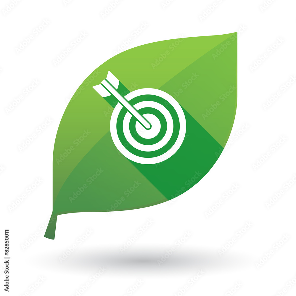 Wall mural Green leaf icon with a dart board