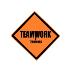 Teamwork black stamp text on orange background