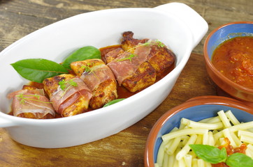 chicken fillet with ham